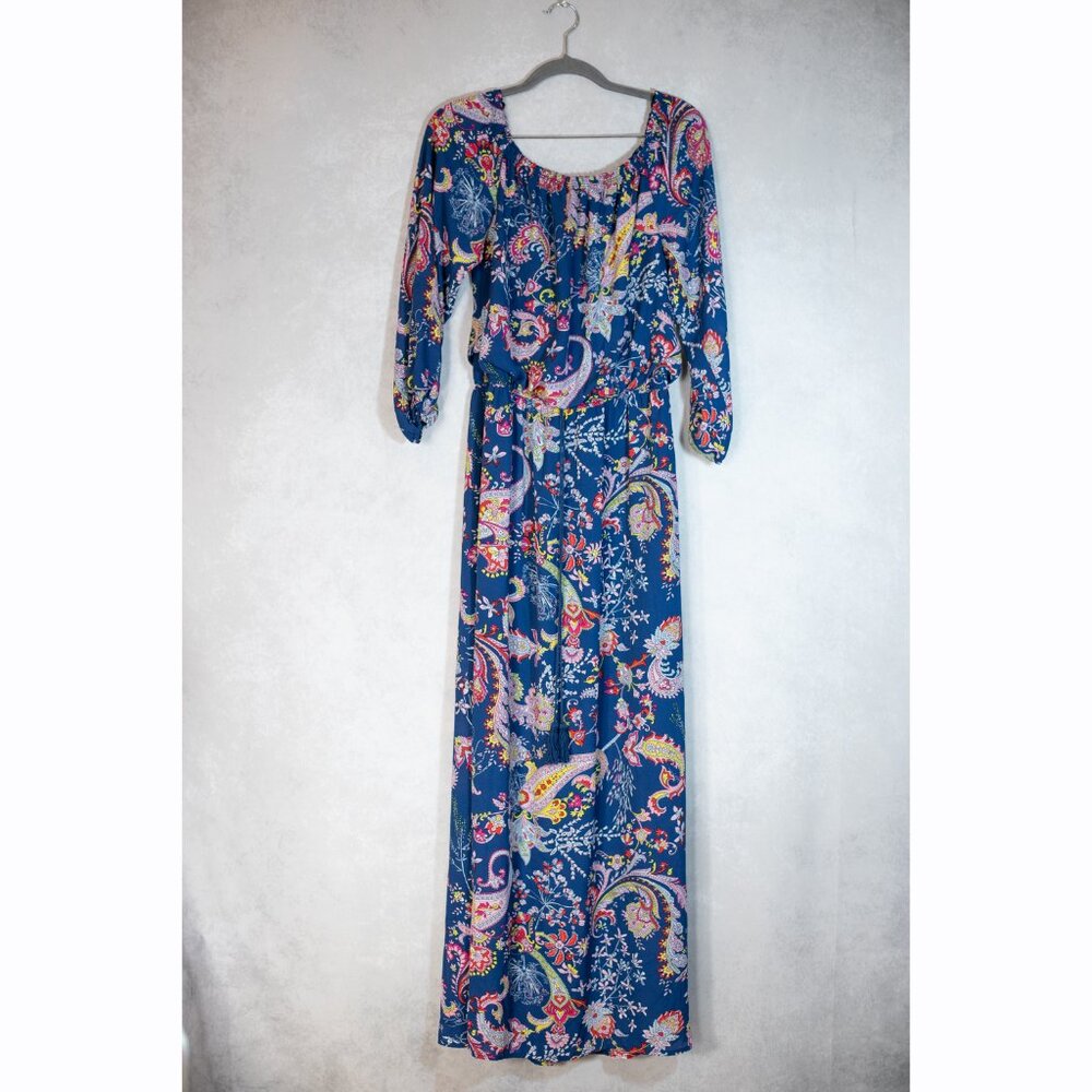 Bisou Bisou Michele Bohbot Floral Paisley Long Sleeve Maxi Dress Size 4